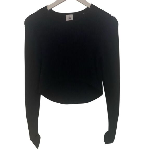 CAbi #3525 Cropped Prep Pullover Sweater in Black small - Picture 3 of 10
